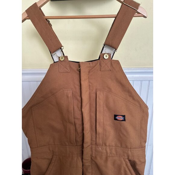 Dickies Mens Brown Insulated Bib Overalls Size L - Picture 7 of 10